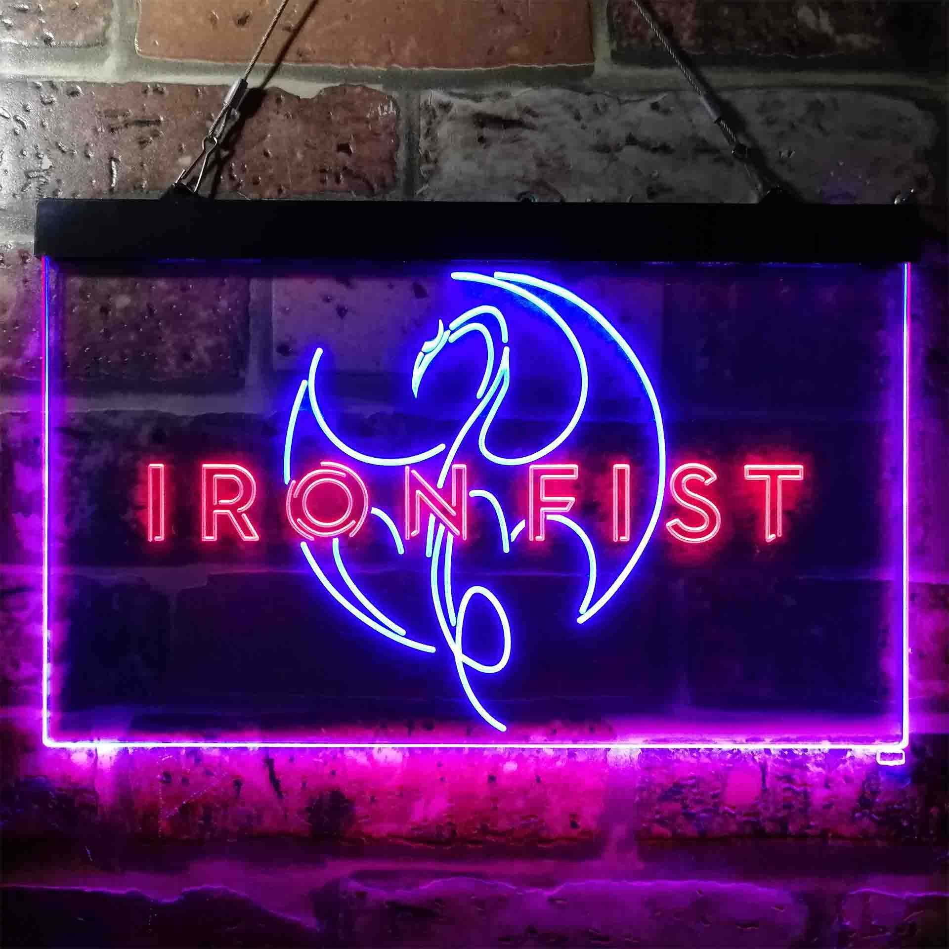 Iron Fist Dragon Dual LED Neon Light Sign